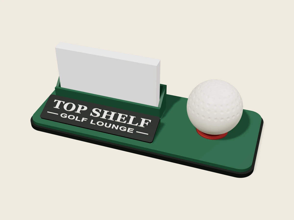 Top Shelf Golf business card holder, perspective view
